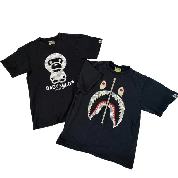 Bape A Bathing Ape Boys S/M Graphic Tee Shirts Lot of 2 Glow in the Dark zipper - Picture 1 of 12